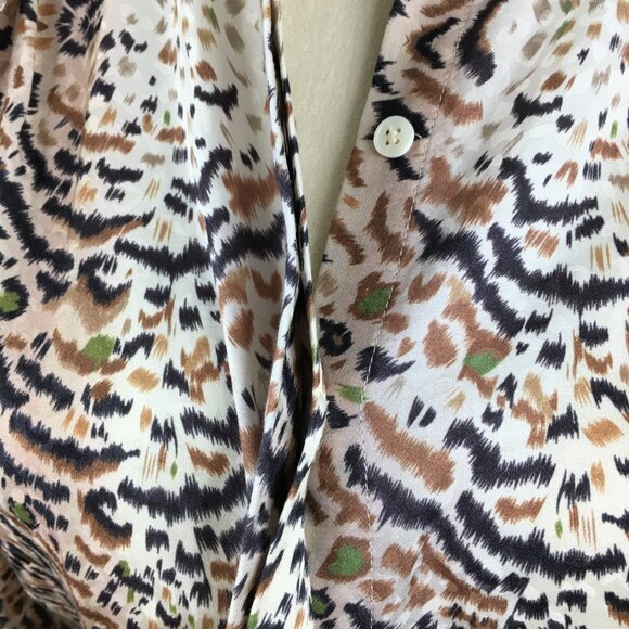 ALL SAINTS Ecru White Print TONI Long Sleeve Arietta Tie Collar Button Shirt - Picture 10 of 13